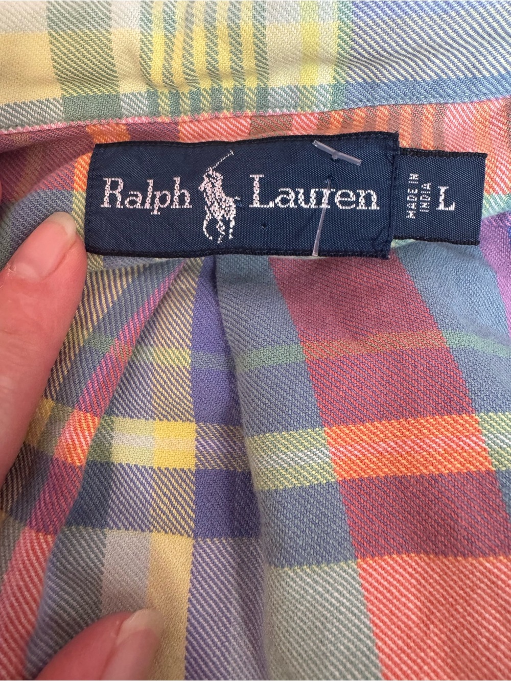 Ralph Lauren 90'sPastel Plaid Button-Down Shirt in Blue, Green, Pink, Yellow - Picture 3 of 11